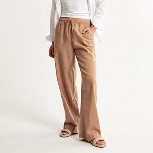 Abercrombie tan linen pants with drawstring